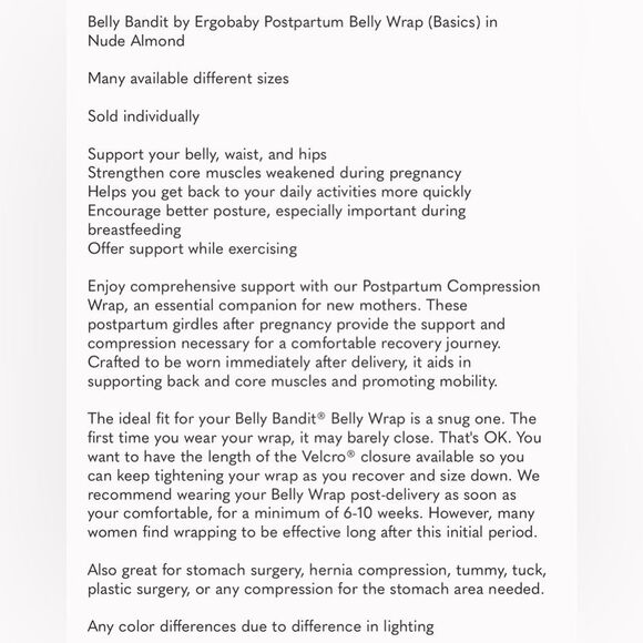 Belly Bandit by Ergobaby Postpartum Belly Wrap (Basics) in Nude Almond - Picture 4 of 6